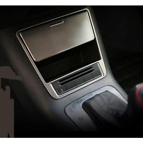 Car center console storage box stainless steel flake cover sticker for Volkswagen vw tiguan 2010 2011 2012 2013 2014 2015