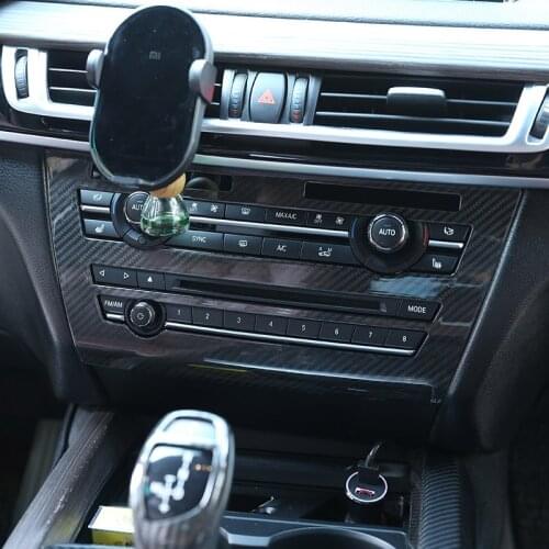 For BMW F15 X5 14-18 F16 X6 Car styling 100% Real Carbon fiber Car Center Console Volume knob Panel Stickers Auto accessories