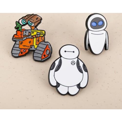 Baymax WALL E Robots Cartoon Brooch for Friend Pride Enamel Pin Medal Cartoon For shirt backpack clothes bag decoration Badges