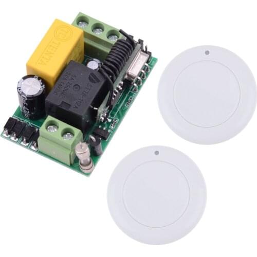 AC 220V Wireless Switch Receiver White 45mm Diameter Remote Transmitter For Hall Bedroom Ceiling Lights Wall Lamps Wireless TX