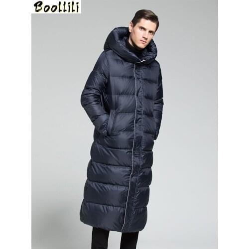 Boollili Mens Down Jacket Hooded Winter Long Coat Puffer White Goose Down Jacket Warm Chaquetas Mujer 2020
