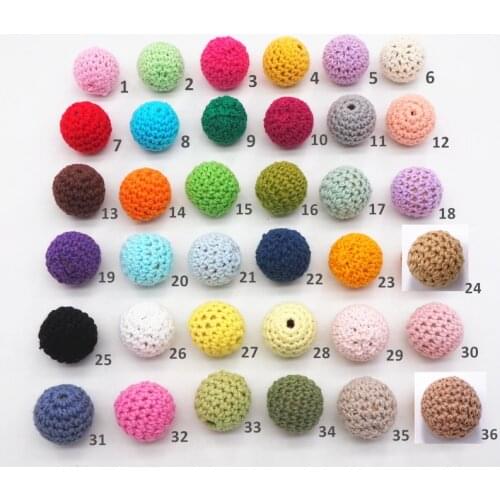 Chengkai 50pcs 16mm Round Knitting Cotton Crochet Wooden Beads Ball for DIY decoration baby teether jewelry necklace Sensory Toy