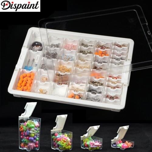 Dispaint Drill Containers Storage Box for Diamond Painting Tool Accessories Plaid Jewelry Diamond Embroidery Transparent Storage