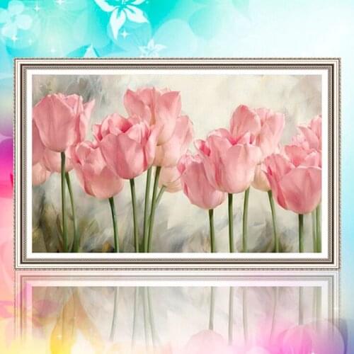 Round Diamond DIY Diamond Painting Pink Tulips 3D Diamond Embroidery Flower Series Decoration For The Living Room Good Gift