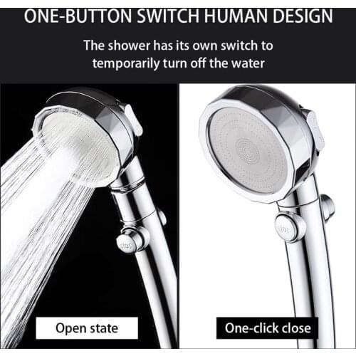 Round Shower Head High Pressure Adjustable Shower Sprayer Water-Saving Showerhead One Button Switch Home Hotel Bathroom Sprayer
