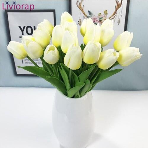 Liviorap Artificial Tulip Flowers for Wedding Home Decor Artificial Flowers Bouquets Artificial Dried Flower in Pots Fake Flower