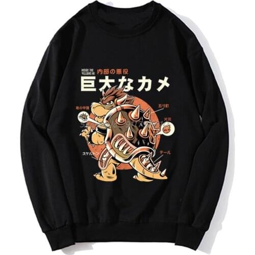 Trendy Men Japanese Harajuku Bowserzilla Video Game Monster Hoodie Anime Men Hoodie Spring Autumn Sweater Streetwear Harajuku