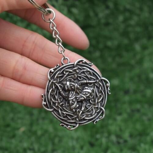 Nordic Vikings Rune Trinity Pendant Keychain Norse Valknut Jewelry Gift for Women Men