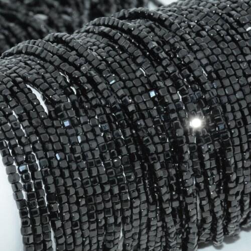 Natural Black Spinel, Malachite , Phosphosiderite, Lapis Lazuli, Tourmaline Irregular Edge Faceted Cube Beads 2mm