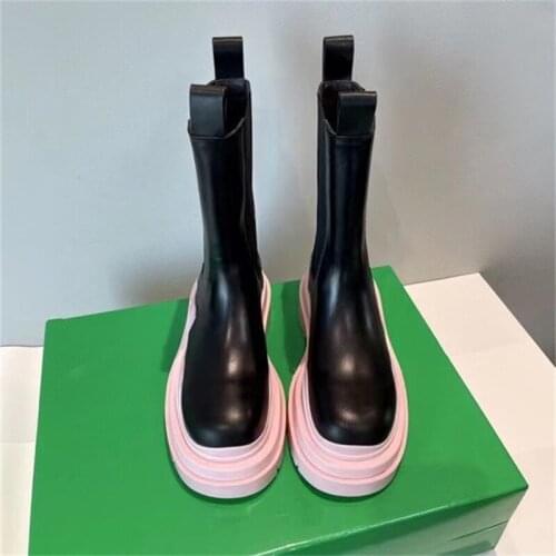 2021 New High-top British Style Martin Boots Color Thick-soled Increased Womens Boots Fashionable All-match