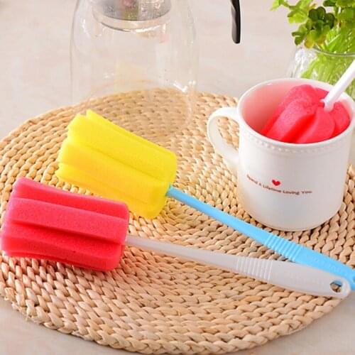 New Arrival 1/2pcs Kitchen Cup Cleaning Tool Sponge Brush for Wineglass Bottle Coffee Tea Glass Cup color random 25 * 5CM