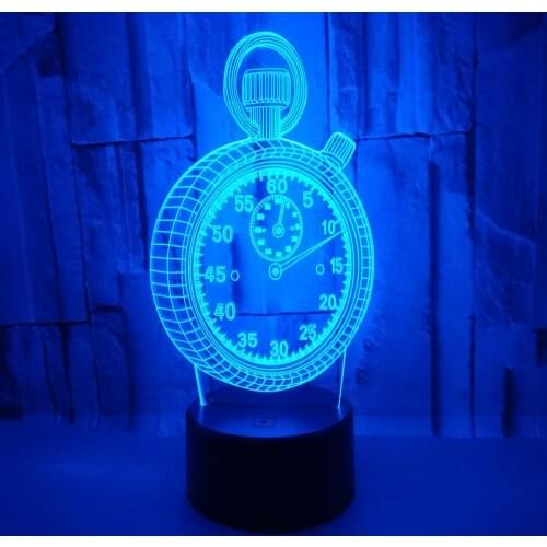 New Clock colorful 3D light creative touch desktop desk lamp atmosphere 3D LED illusion lamp