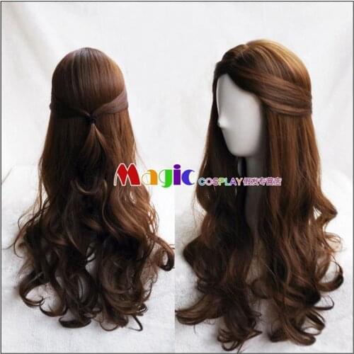 Movie Beauty and the Beast Princess Belle Brown Wig Emma Waston Cosplay Wig Gril Role Play Costume + Wig Cap
