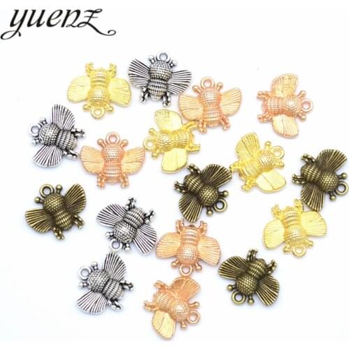 YuenZ 10pcs Antique Silver Plated bee Charms Pendant:DIY for bracelet necklace 16*14mm D2107