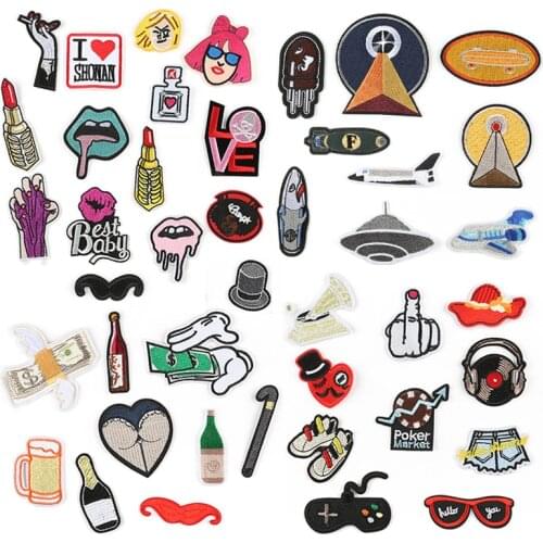 Rocket Lip money Alcohol Patch for Clothing Iron on Embroidery Sewing Applique Cute Sew On Fabric Badge DIY Apparel Accessories