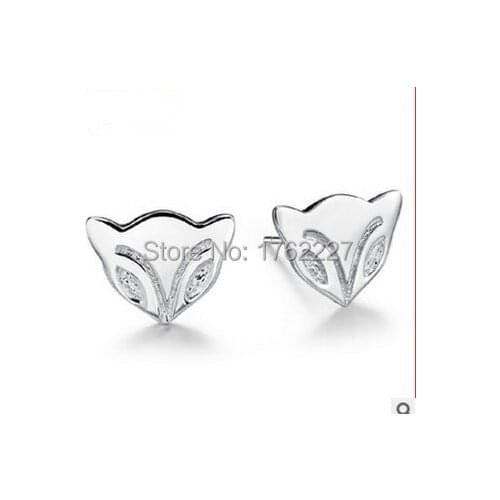 925 sterling silver stud earring new fashion wild fox cute earrings jewelry top quality high-end ear Free Shipping
