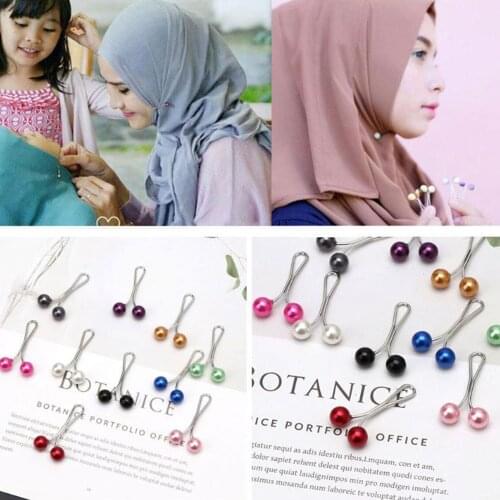 Headscarf Shawl Scarf Lady Muslim Scarf Hijab Clips Pearl Scarf Brooch Pin Buckle Pearl Hat Scarf Collar Pin Women Accessory