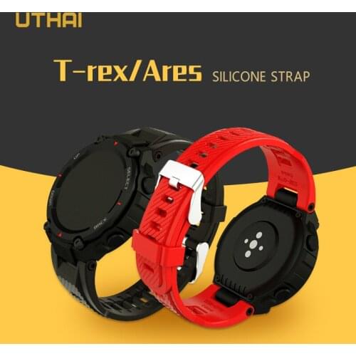 Silicone Band Replacement Straps For Huami Amazfit T-Rex Ares Smart Watch Bracelet Silica gel Wrist Strap UTHAI F33