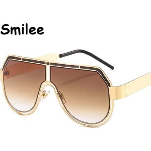 New Metal Oversized One-Piece Sunglasses Women Vintage Oversized Designer Shades Big Frame Men Fashion Sun Glasses UV400