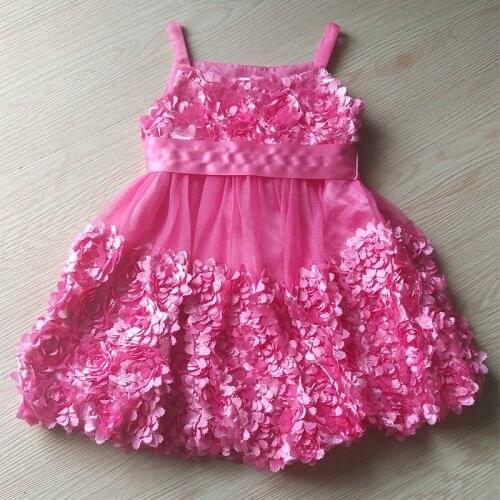 Yatheen Little Girls Party Dress 0-8T Fit-and-Flare 3D Floral Wide Sashes Side Zipper Clousure Kids Dresses For Girls