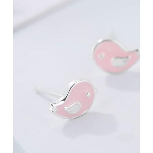 REETI 925 Sterling Silver Pink birds Earrings For Women 2018 New Trend Personality Lady Fashion Jewelry