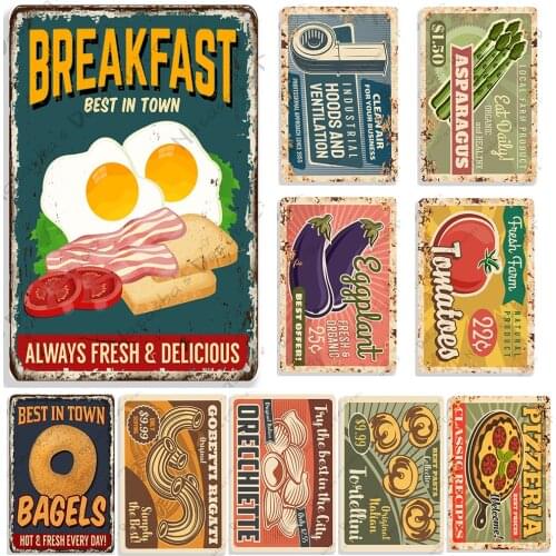 Food Metal Tin Sign Kitchen Decor Metal Plaque Retro Poster Decorative Plate Club Pub Bar Home Kitchen Wall Decor Signs