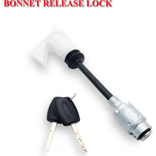 1Set Bonnet Release Lock Set Repair Kit Keys Long Type Rod 3M5AR16B970AD 4556337 For Ford /Focus MK2 2004-2012