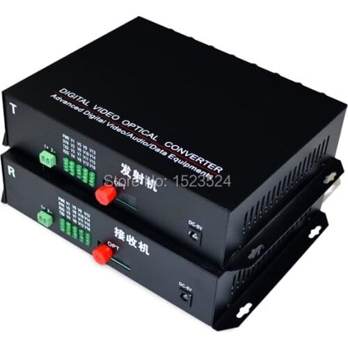 1 Pair 2 Pieces/lot 16 Channel Video Optical Converter 16V1D Fiber Optic Video Optical Transmitter & Receiver 16CH +RS485 Data