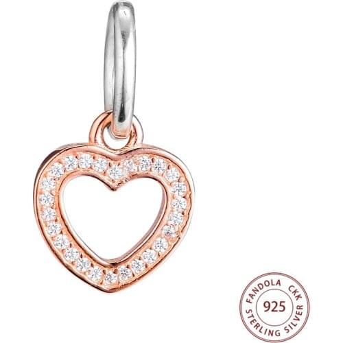 100% 925 Sterling Silver Rose Gold Symbol of Love Charms Beads Fits Original Bracelets DIY Jewelry Making Berloque