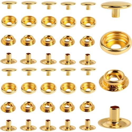 100pcs 25 Sets Snap Fastener Mayitr Press Stud Cap Gold/Sliver/Black/Bronze Buttons For Canvas Leather Craft Jackets Bags Sewing