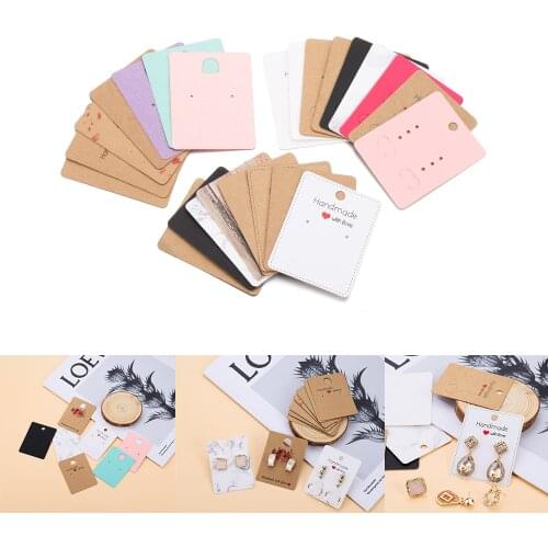 20Pcs/Lot 6.5*5cm Classic Kraft Paper Earring Cards Earrings Necklaces Display Cards for DIY Jewelry Accessories Displays Card