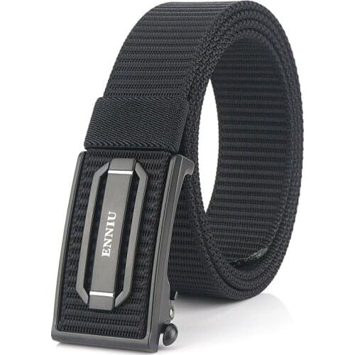 2020 New Fashion Canvas Belt Mens Trendy Automatic Buckle Wild Trend Sports Leisure Breathable Nylon Belt Waist Belt Black Belt