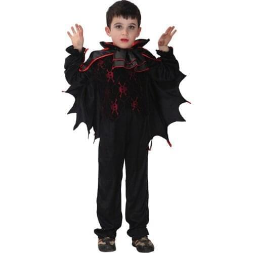 Kids Black Bat Vampire Cosplay Costumes Top Pants Cloak 3 Pcs Set Child Deguisement For Carnaval Halloween Cosplay Costume