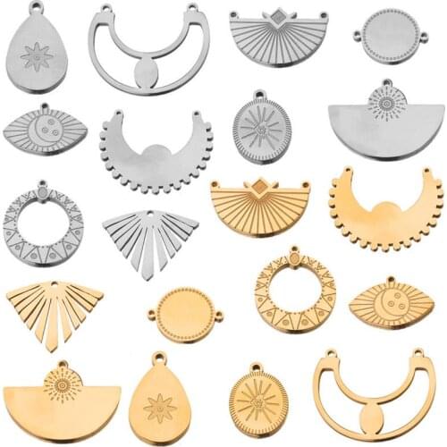 5pcs DIY Stainless Steel Pendant Charms Round Waterdrop Pendants for Necklace Earrings Bracelet Jewelry Making Findings