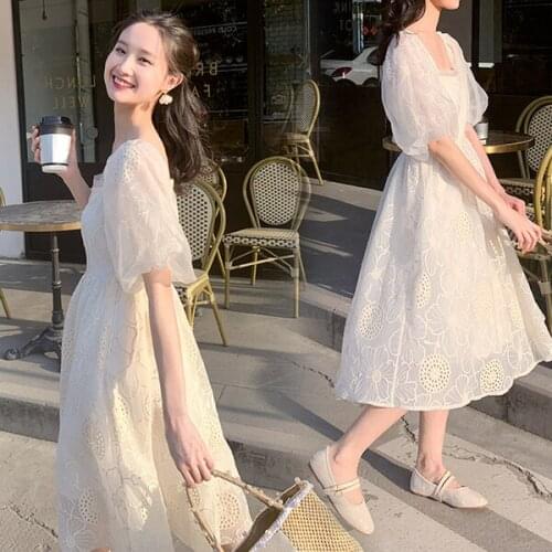 91350# Maternity Clothes Nursing Dress Loose Lace Patchwork Dress Pregnant Women Pregnancy Clothes Breastfeeding Dress