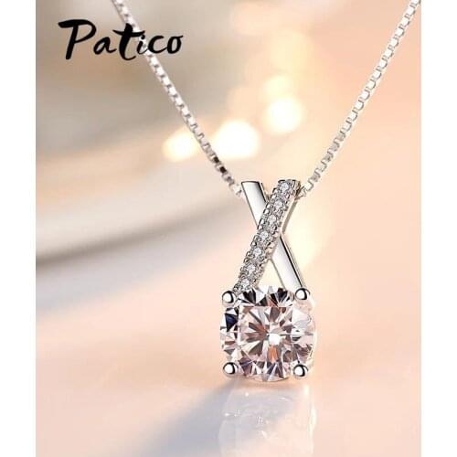 New Arrival 925 Sterling Silver Fashion Crystal Statement Pendant Necklace For Women Girls Streetwear Wholesale