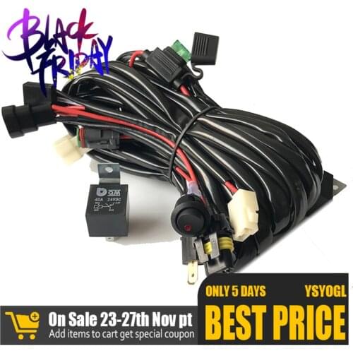 Car Cable Wiring Harness Kit Led Strip Light Switch Harness Set Control 12/24v 9005/h4 High Beam Driving Light