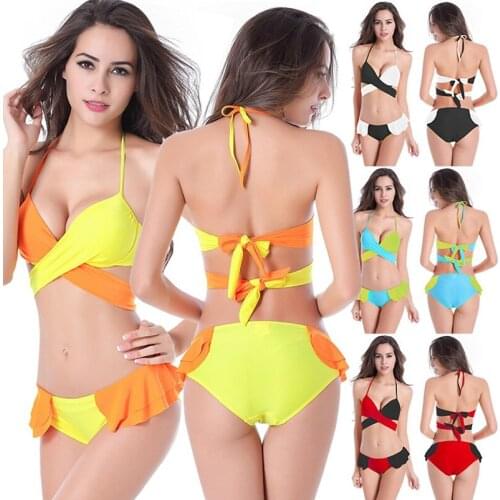 Bikini Bathing Suit Swimsuit Swimwear Two Pieces Set Biquini With Breast Backer Women Girl Lady DM067