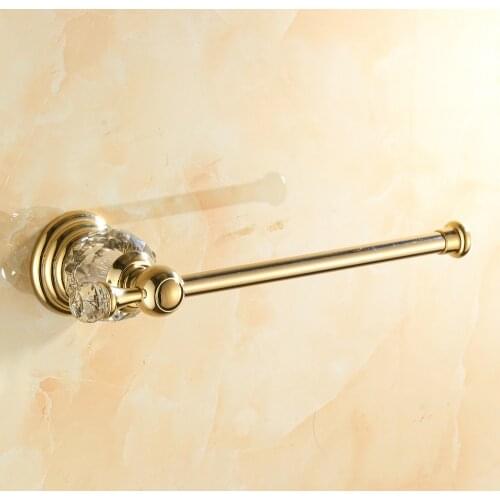 Shiny Crystal 25 cm Short Paper Holder Bathroom Hardware Accessories Wall Mount Towel Holder Bath Products Brass Toallero corto