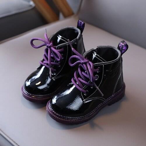 Kids Boots Autumn Rubber Sole Patent Leather Fashion Casual Non-slip 21-30 Toddler Boys Girls Short Boot Handmade Children Shoes