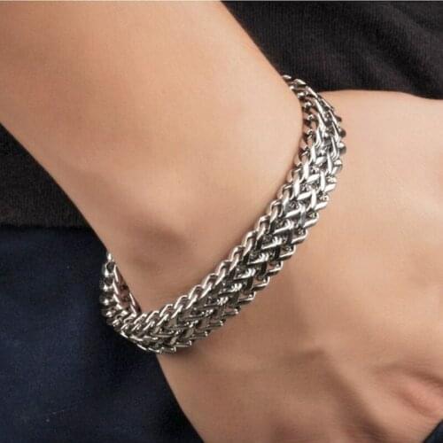 Bracelet Mens Simplicity Fine Stainless Steel Cuban Link Chains Jewelry Accessories Goth Punk Party Hand Chian Men Bracelets