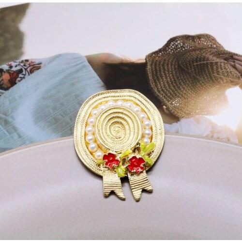 Hat Brooches Pins Pretty Flower Charm Imitation Pearls Cute Decoration Accessories