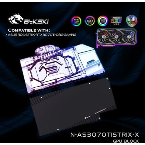 Bykski N-AS3070TISTRIX-X,GPU Water Block For ASUS ROG STRIX RTX3070TI O8G GAMING Graphics Card Radiator,VGA Watercooler 12V/5V