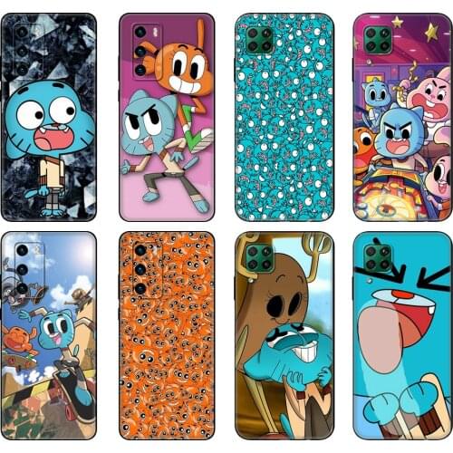 Black tpu Case For Huawei P30 Lite P30 Pro P40 Case For Huawei P40 LITE E P Smart 2020 Case Cover The Amazing World Gumbal