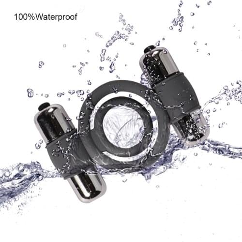 Double Cock Rings Vibrator Testis Ring for Men, Bullet Vibrator Vibrating Sex Penis Ring Delay Ejaculation Adult Sex Toy for Men