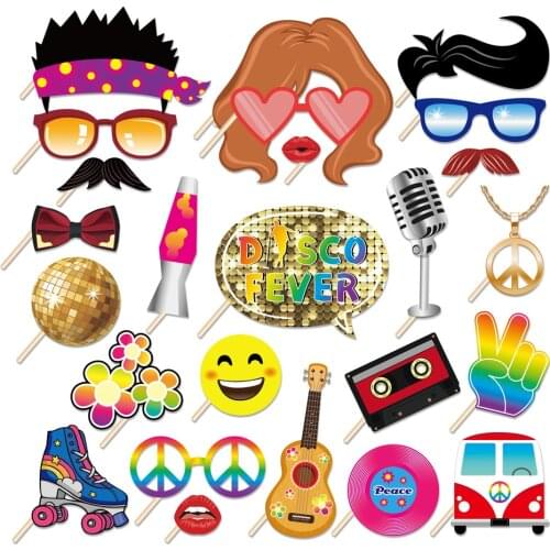 Happy Birthday Disco Fever Photobooth Props DIY Mr Mrs Party Decorations Baby Shower Photobooth Props Disco Party Favors