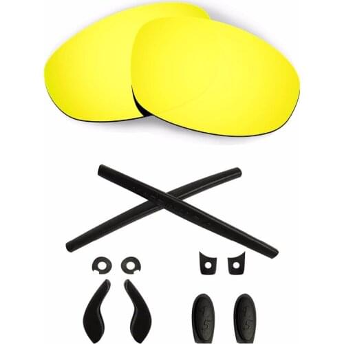 HKUCO For Juliet Gold Polarized Replacement Lenses And Black Earsocks Rubber Kit Combined sale