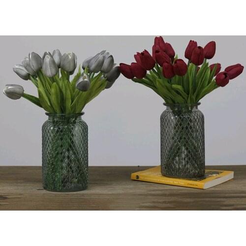 10pcs Artificial Tulip Flowers Long Stem Bouquet Real Touch Simulation Flowers Plant For Home Room Party Wedding Decoration