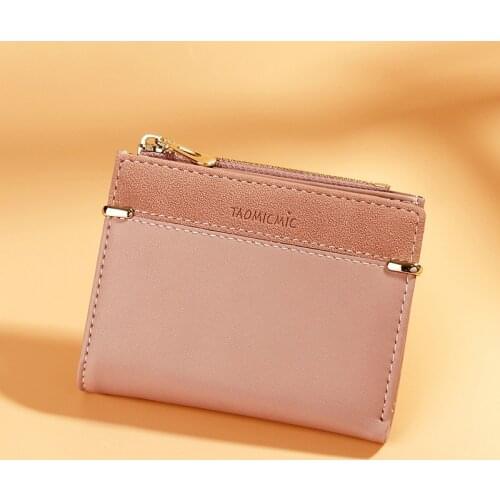 Women PU Leather Wallet Short Korean Fashion Hasp Mini Clutch Folding Mini Wallets Card Holder Student Zipper Coin Purse