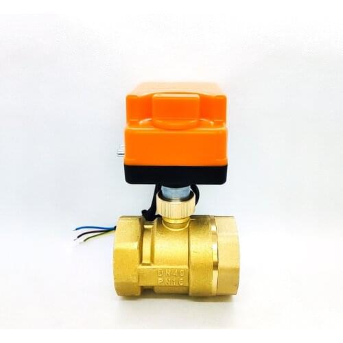 1-1/2" Brass Electric Ball Valve Three Wire Two Control Two Way Electric Actuator With Manual Switch 220V 24V 12V